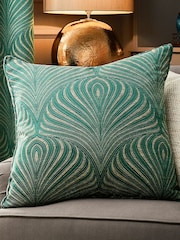Riva Paoletti Emerald Gatsby Jacquard Eyelet Cushion - Image 1 of 6