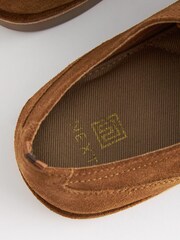 Tan Brown Suede Wing Cap Derby Shoes - Image 6 of 7