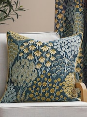 Wylder Blue Saffron Ophelia Floral Jacquard Cushion - Image 1 of 5