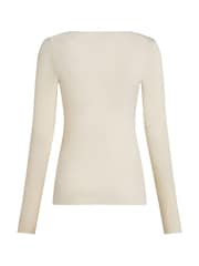 Hunkemoller White Supersoft Boatneck T-Shirt Thermal Base Layer With Cashmere - Image 5 of 5