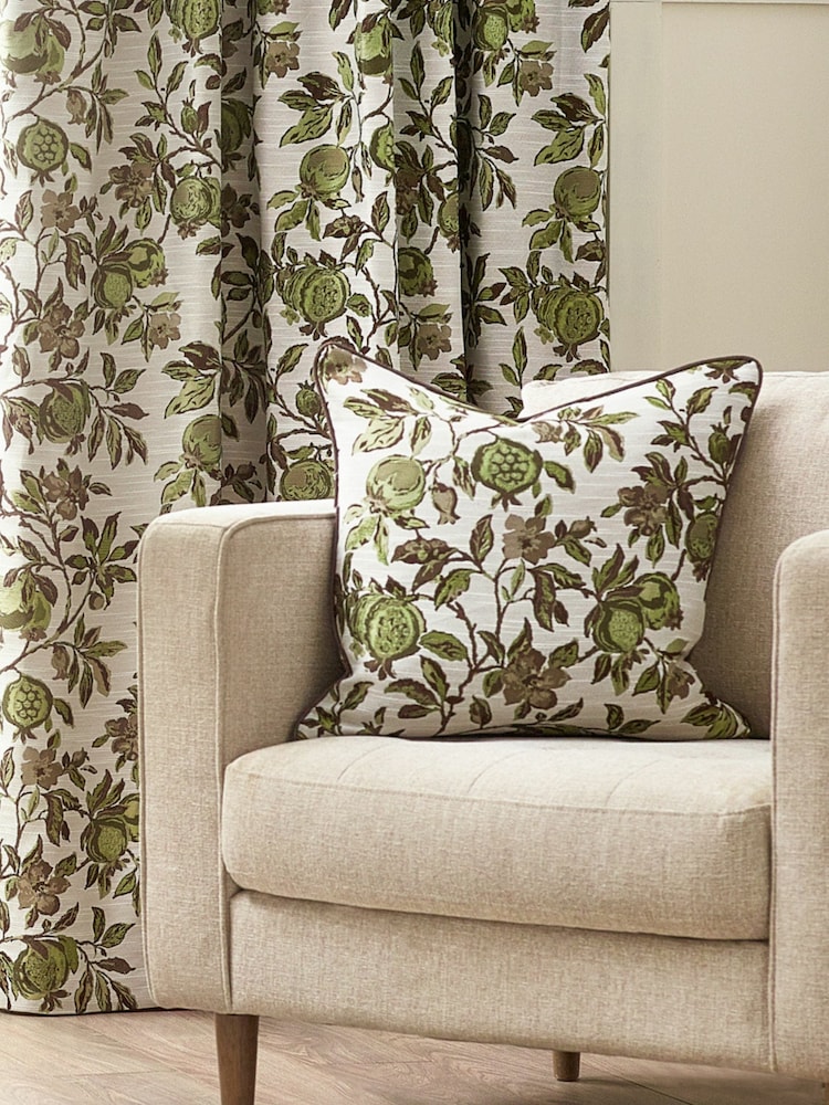 Wylder Green Pomegranate Floral Jacquard Cushion - Image 2 of 5