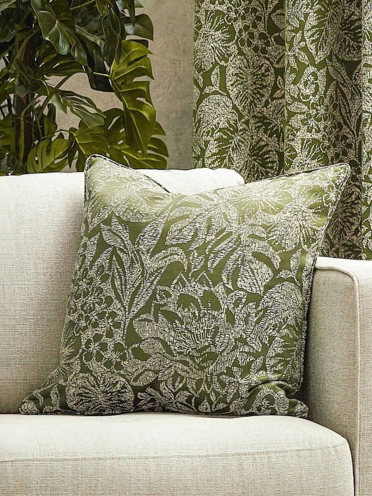 Wylder Olive Bali Botanical Jacquard Cushion - Image 1 of 6 Wylder Olive Bali Botanical Jacquard Cushion - Image 1 of 6