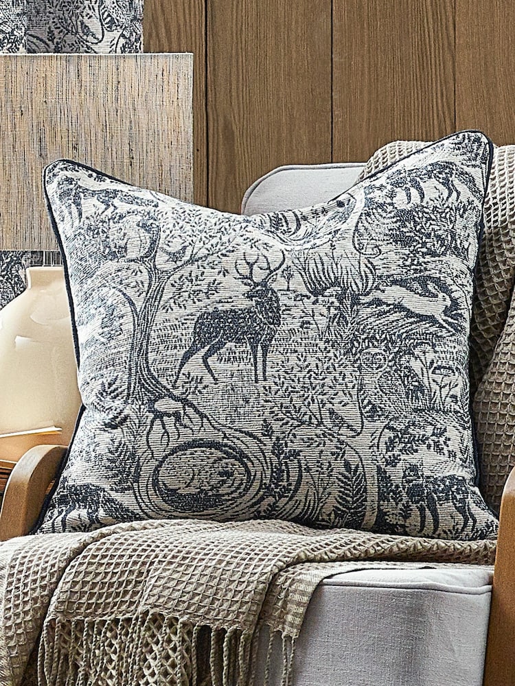 Furn Midnight Winter Woods Animal Chenille Cushion - Image 1 of 6