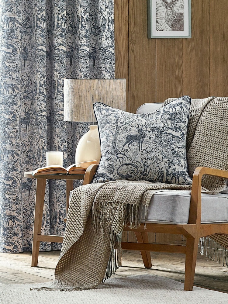 Furn Midnight Winter Woods Animal Chenille Cushion - Image 2 of 6