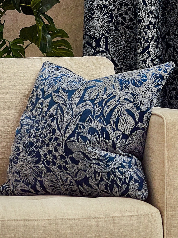 Wylder Midnight Bali Botanical Jacquard Cushion - Image 1 of 5
