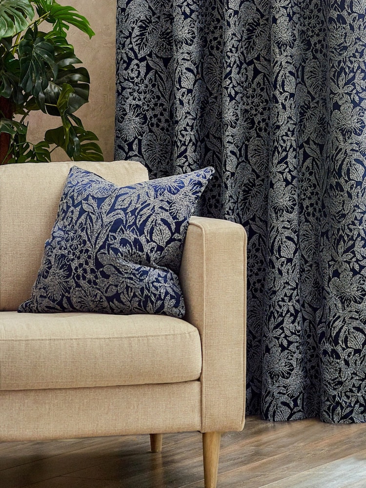 Wylder Midnight Bali Botanical Jacquard Cushion - Image 2 of 5