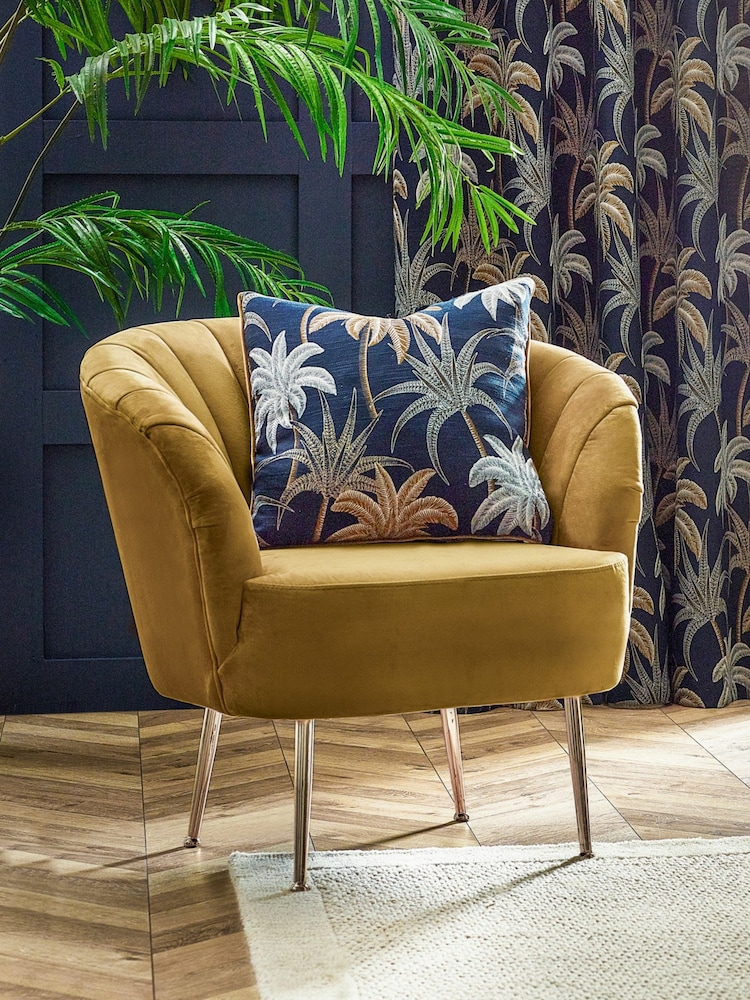 Wylder Navy Blue Galapagos Tropical Jacquard Cushion - Image 2 of 5