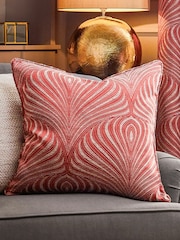 Riva Paoletti Terracotta Gatsby Jacquard Eyelet Cushion - Image 1 of 6