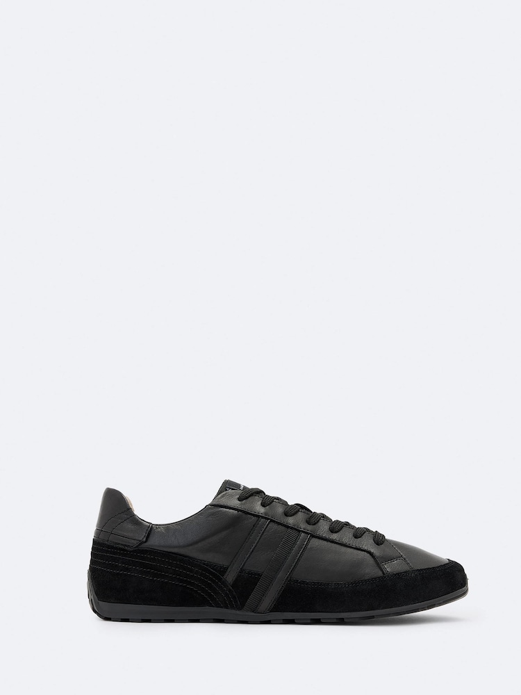 AllSaints Black Liam Lace Up Trainers - Image 1 of 4