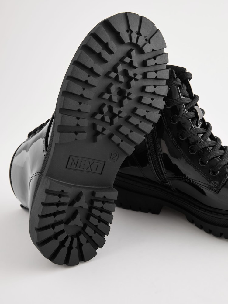 Black Patent Wide Fit (G) Warm Lined Lace-Up Ankle Boots - Image 5 of 5