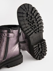 Silver Metallic Wide Fit (G) Warm Lined Lace-Up Ankle Boots - Image 5 of 5