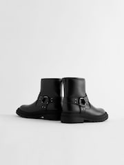 Black Wide Fit (G) Harness Biker Boots - Image 3 of 6