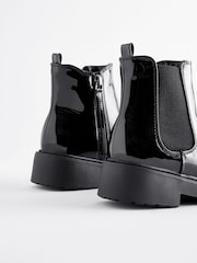 Black Patent Wide Fit (G) Chunky Chelsea Ankle Boots - Image 4 of 5