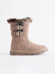 Neutral Brown Wide Fit (G) Warm Lined Zip Boots - Image 2 of 5