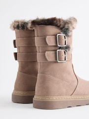 Neutral Brown Wide Fit (G) Warm Lined Zip Boots - Image 3 of 5