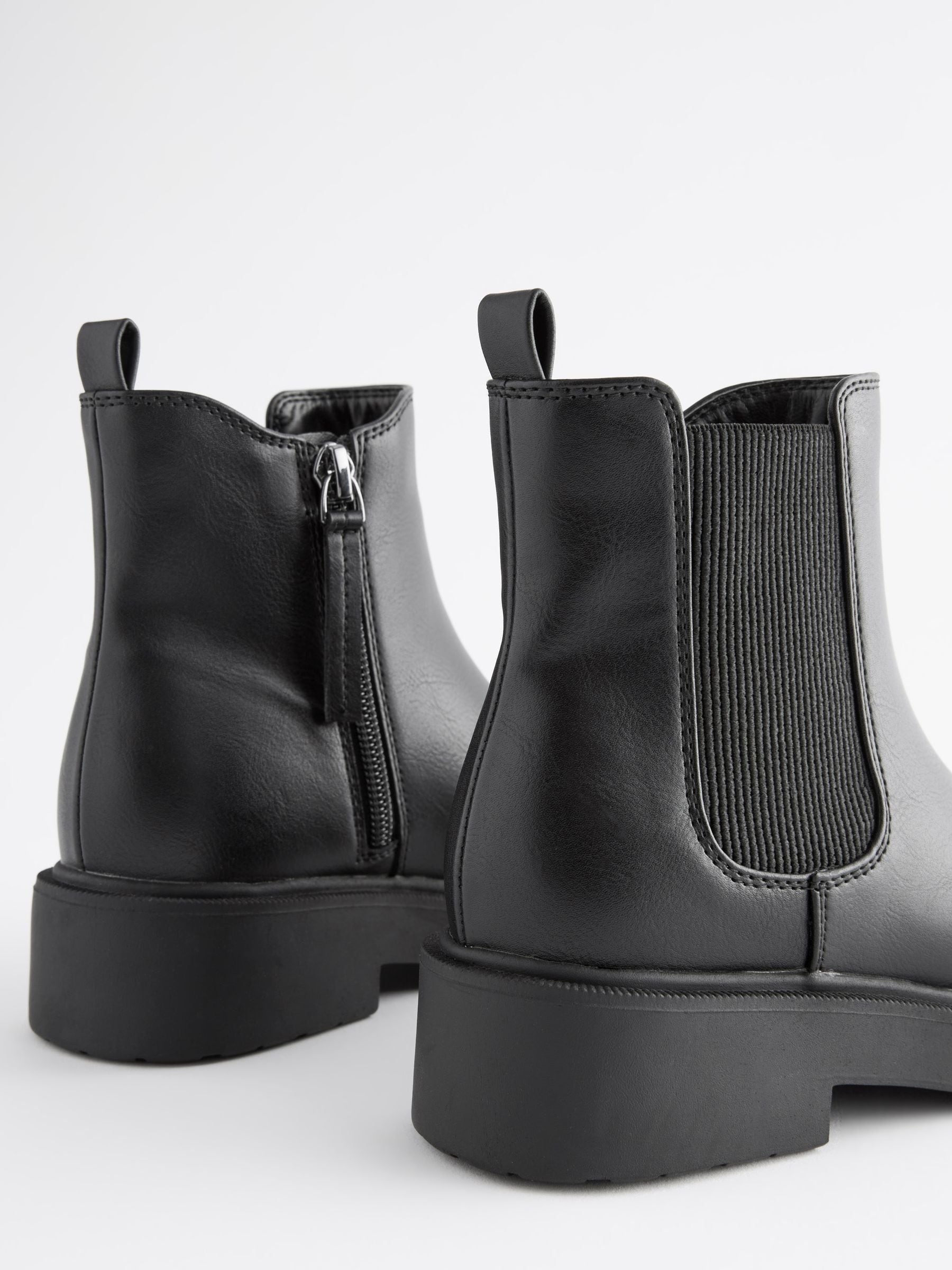 Matt Black Wide Fit G Chunky Chelsea Ankle Boots