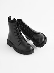 Schwarz - Schnürstiefel aus Leder - Bild 1 von 4