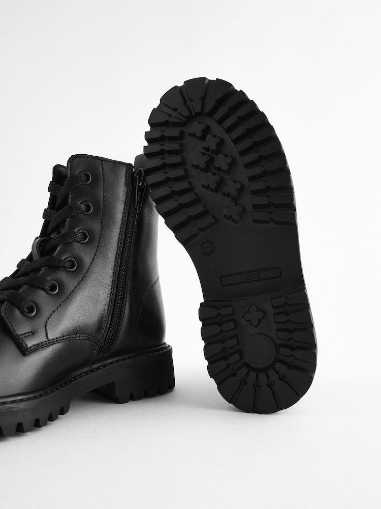 Schwarz - Schnürstiefel aus Leder - Bild 2 von 4 Schwarz - Schnürstiefel aus Leder - Bild 2 von 4