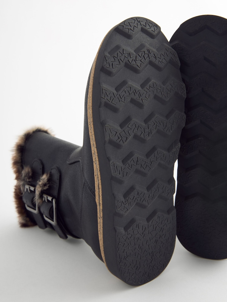 Black Wide Fit (G) Warm Lined Zip Boots - Image 4 of 4 Black Wide Fit (G) Warm Lined Zip Boots - Image 4 of 4