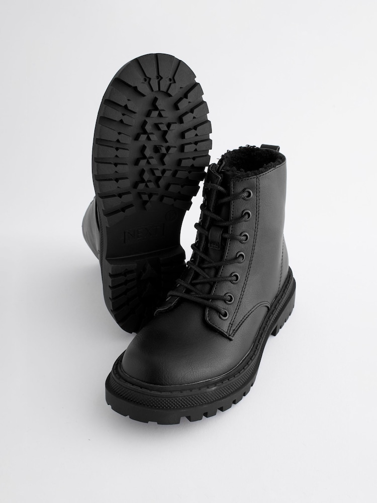 Noir mat - Warm Lined Lace-Up Ankle Boots - Image 3 of 6