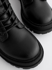 Matt Black Wide Fit (G) Warm Lined Lace-Up Ankle Boots - Image 5 of 6