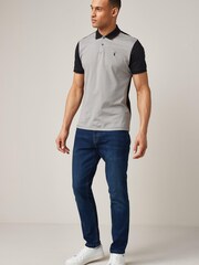 Black Dogtooth Print Polo Shirt - Image 4 of 5