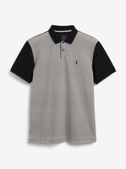 Black Dogtooth Print Polo Shirt - Image 5 of 5