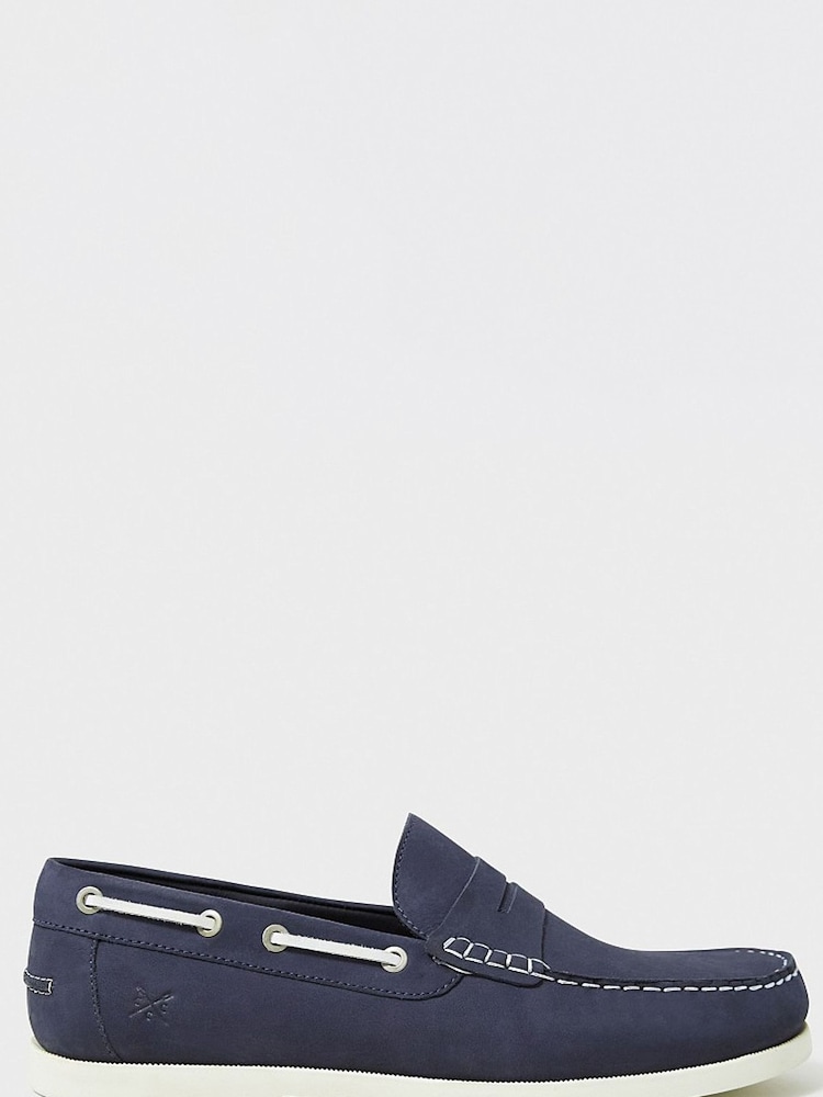 Crew Clothing Blue Slip On Leather Deck Shoes - Image 2 of 5