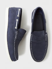 Crew Clothing Blue Slip On Leather Deck Shoes - Image 5 of 5