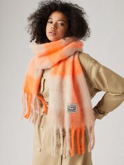Oranžna/bela - Levi's Pop of Plaid Cosy 100% Cotton šal; ruta - Slika 1 iz 4