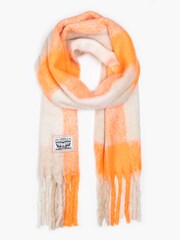 Oranžna/bela - Levi's Pop of Plaid Cosy 100% Cotton šal; ruta - Slika 2 iz 4