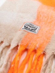 Oranžna/bela - Levi's Pop of Plaid Cosy 100% Cotton šal; ruta - Slika 3 iz 4