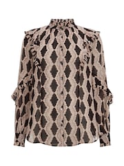 Mint Velvet Black Print Ruffle Blouse - Image 3 of 4