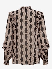 Mint Velvet Black Print Ruffle Blouse - Image 4 of 4