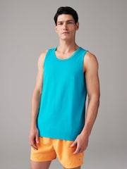 Aqua Blue 100% Cotton Vest - Image 1 of 7