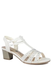 Pavers Beige Wide Fit Embellished Strappy Sandals - Image 1 of 5