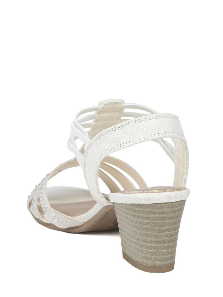 Pavers Beige Wide Fit Embellished Strappy Sandals - Image 2 of 5