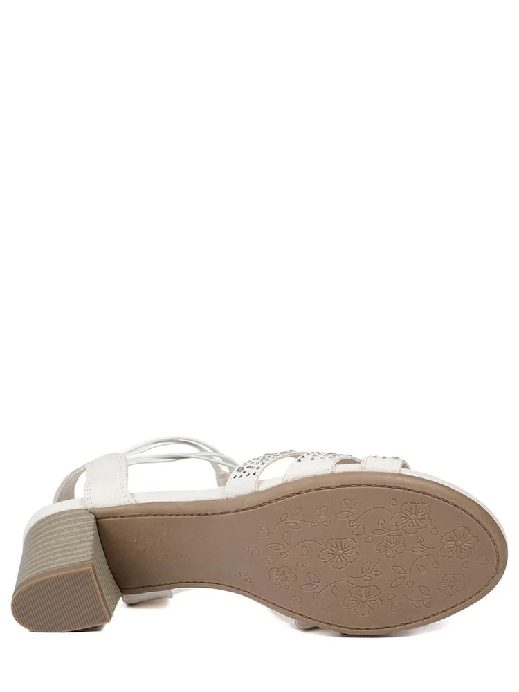 Pavers Beige Wide Fit Embellished Strappy Sandals - Image 5 of 5