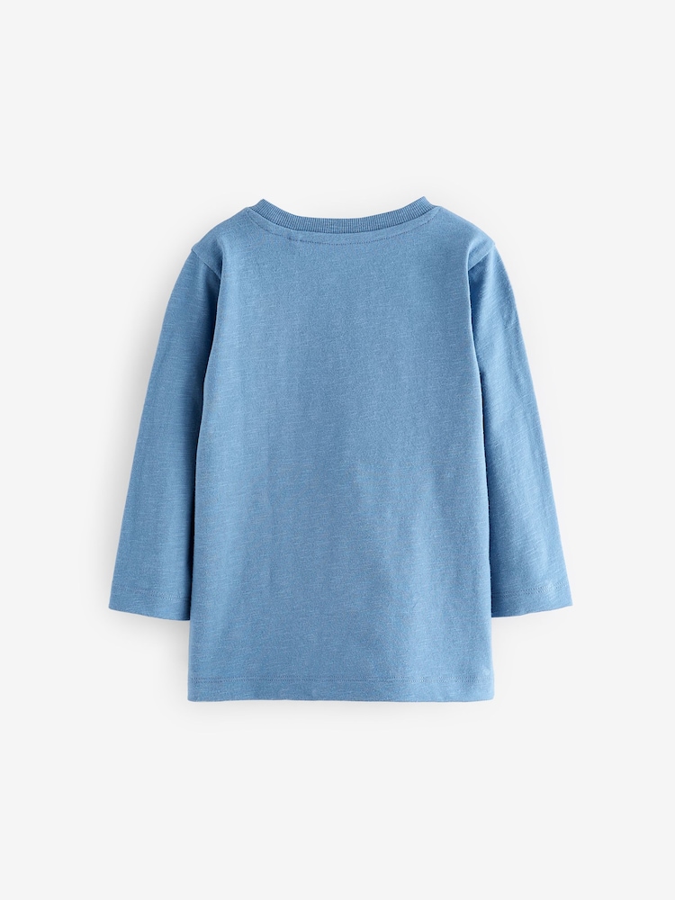 Blue Long Sleeve Plain T-Shirt (3mths-7yrs) - Image 2 of 3