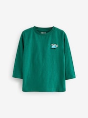 Green Helicopter 100% Cotton Long Sleeves Semi Plain T-Shirt (3mths-7yrs) - Image 1 of 4