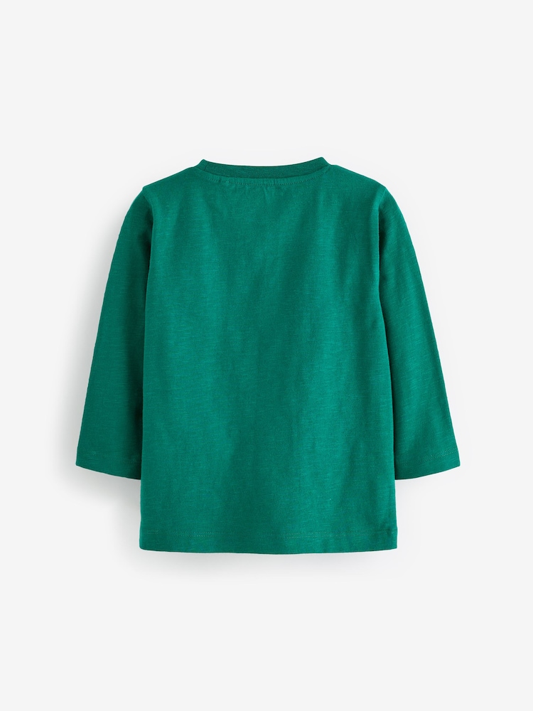 Green Helicopter 100% Cotton Long Sleeves Semi Plain T-Shirt (3mths-7yrs) - Image 2 of 4