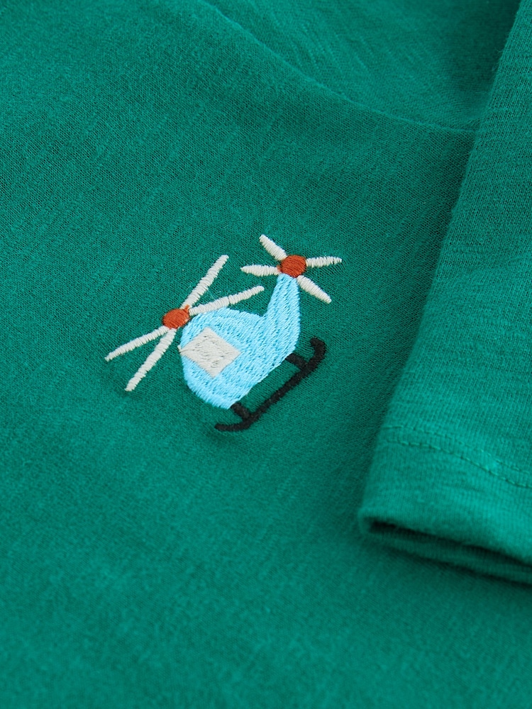 Green Helicopter 100% Cotton Long Sleeves Semi Plain T-Shirt (3mths-7yrs) - Image 3 of 4
