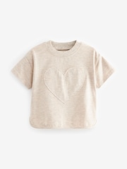 Oatmeal 100% Cotton Short Sleeve Appliqué T-Shirt (3mths-7yrs) - Image 1 of 3