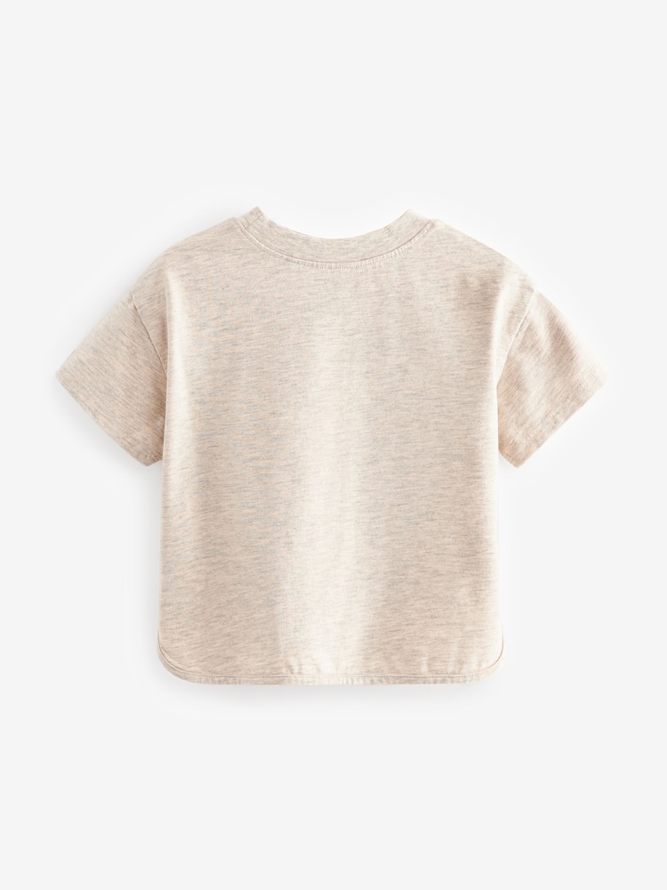Oatmeal 100% Cotton Short Sleeve Appliqué T-Shirt (3mths-7yrs) - Image 2 of 3
