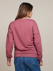 Rose Pink Satin Heart Stitch Graphic Slogan Sweatshirt - Image 3 of 6