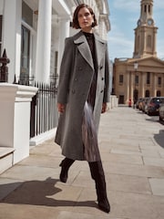 Love & Roses Grey Marl Double Breasted Hourglass Coat With Wool - Image 1 of 4