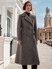 Love & Roses Grey Marl Double Breasted Hourglass Coat With Wool - Image 3 of 4