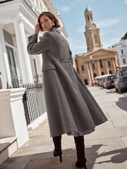 Love & Roses Grey Marl Double Breasted Hourglass Coat With Wool - Image 4 of 4