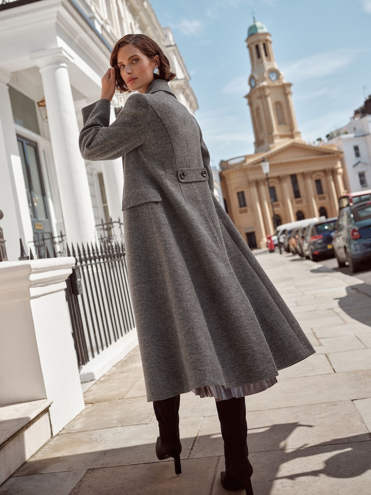Love & Roses Grey Marl Double Breasted Hourglass Coat With Wool - Image 4 of 4