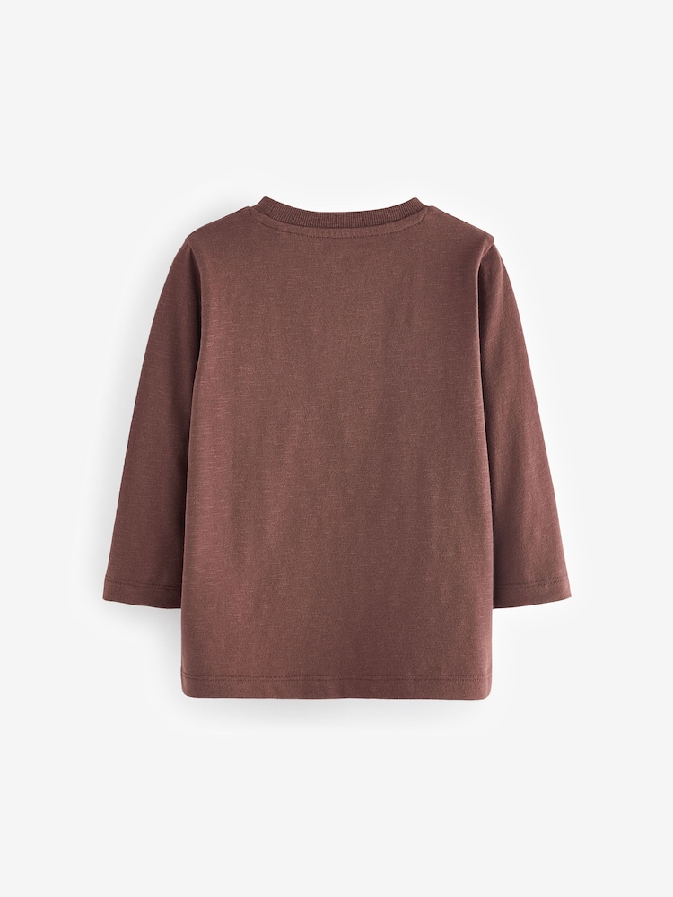 Brown Long Sleeve Plain T-Shirt (3mths-7yrs) - Image 2 of 3
